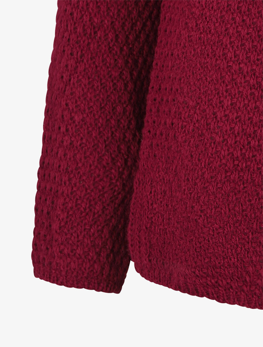 Pull uni en maille à col rond - Bordeaux - 3