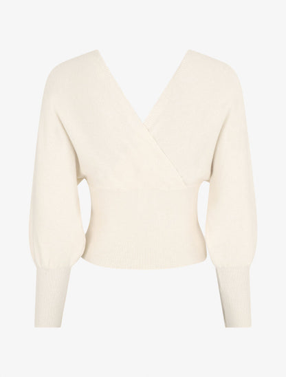Pull crop top à manches longues - Crème - 2