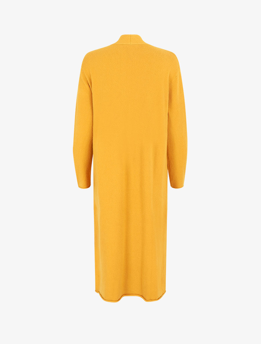 Gilet long uni à poches - Jaune moutarde - 2