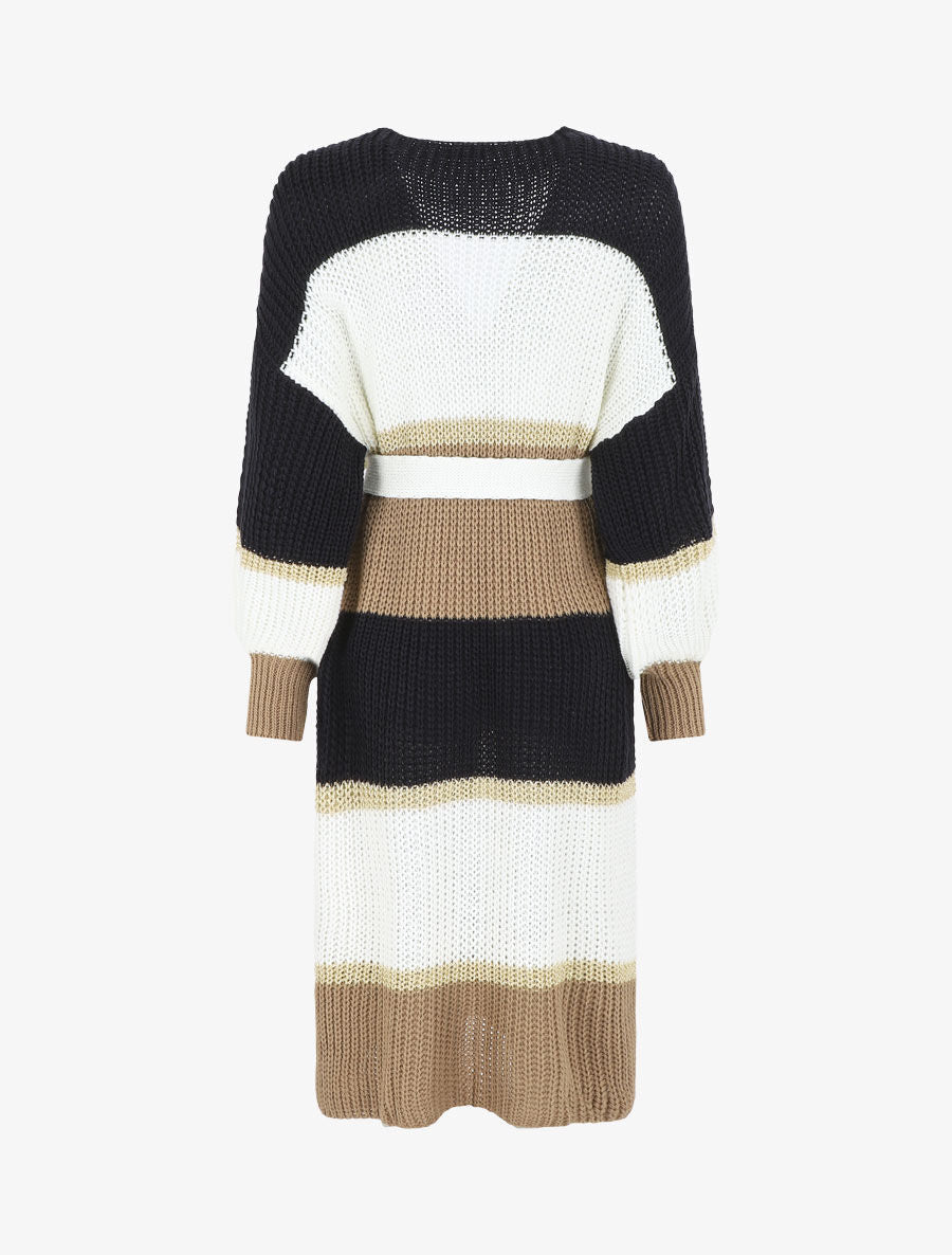 Gilet long à rayures - Marine/taupe - 2