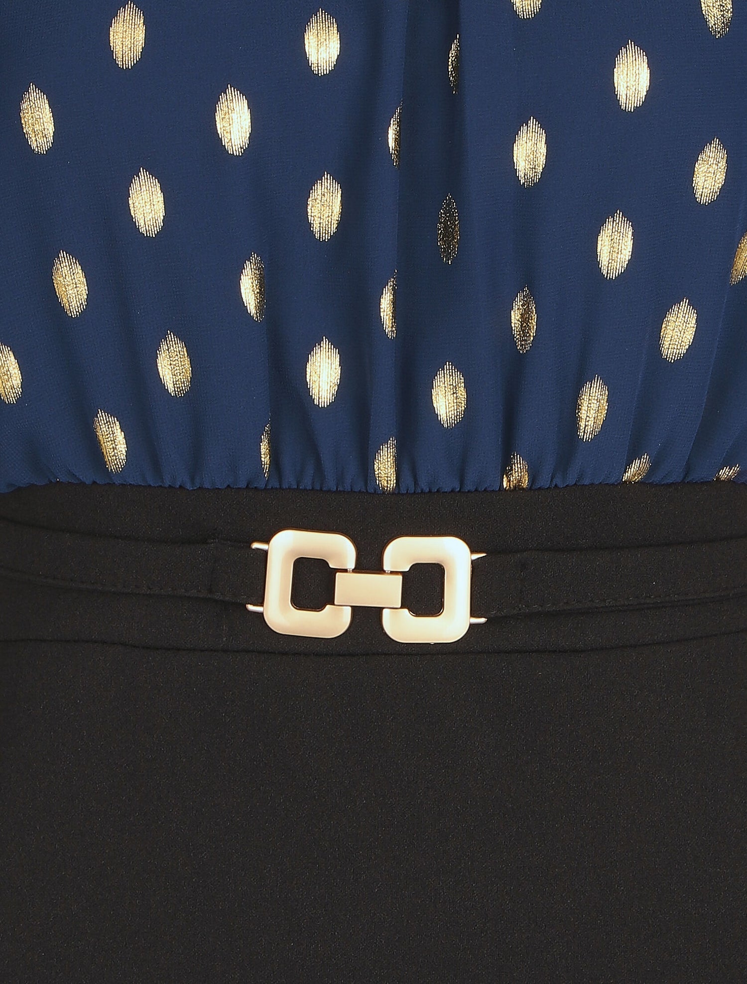Robe droite bi-matière - Marine - 3