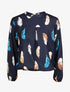 Blouse à imprimé plume - Marine - 7