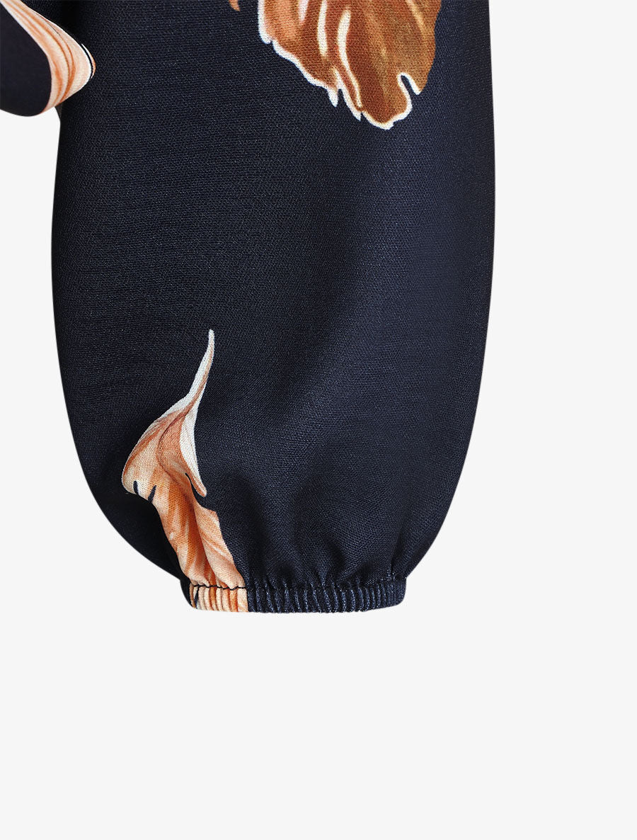 Blouse à imprimé plume - Marine - 3
