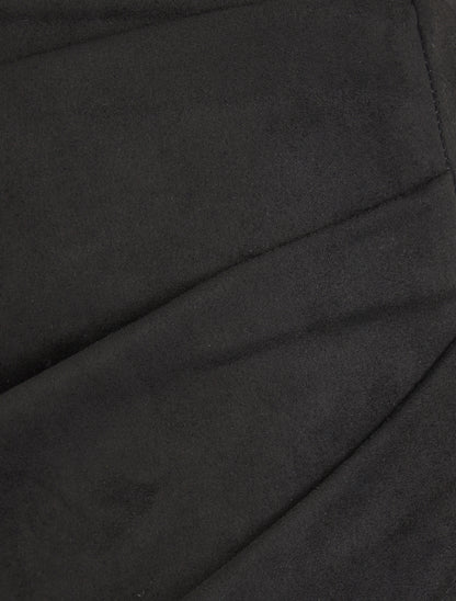 Jupe crayon en suédine style portefeuille - Noir - 3