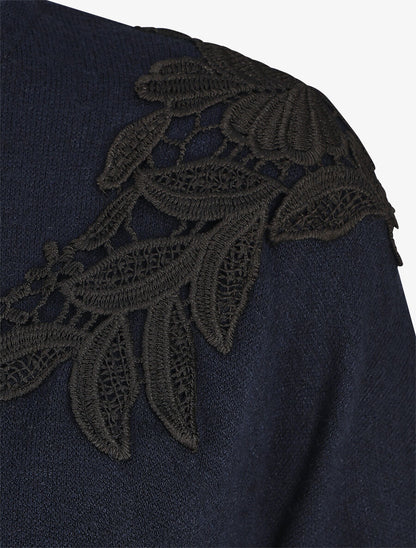 Pull droit empiècements crochet - Marine - 3