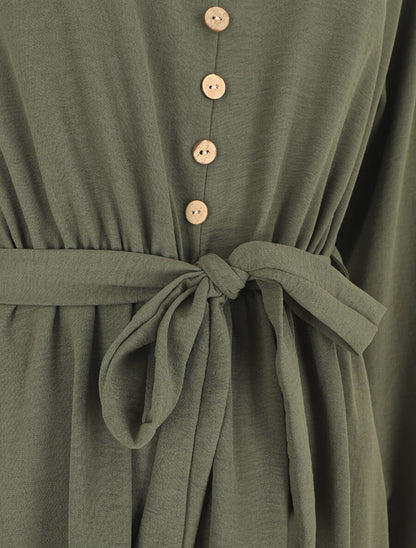 Robe longue unie - Kaki - 3