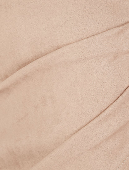 Jupe crayon en suédine style portefeuille - Beige - 3