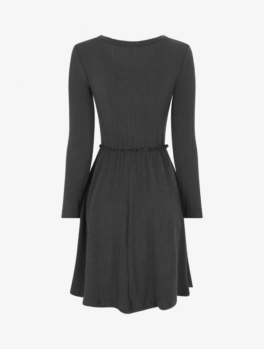 Robe pull longue unie - Noir - 2