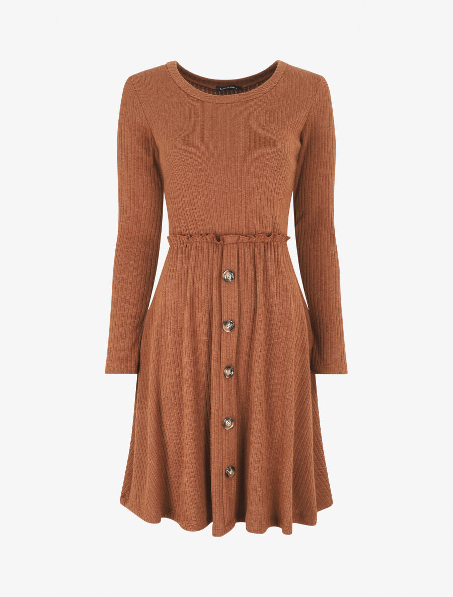 Robe pull longue unie - Camel - 4