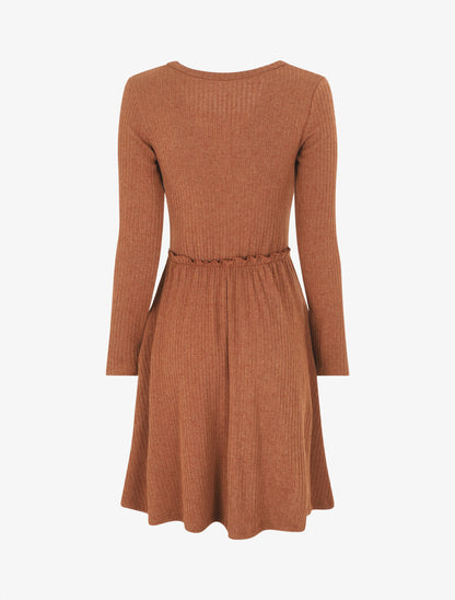 Robe pull longue unie - Camel - 2