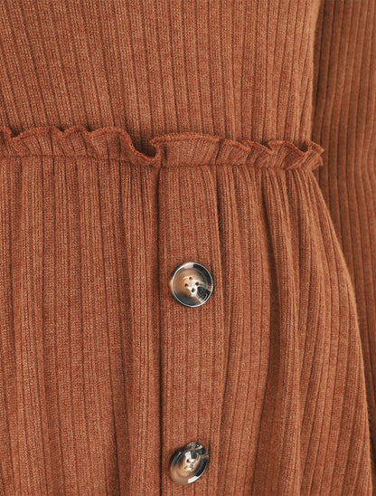 Robe pull longue unie - Camel - 3