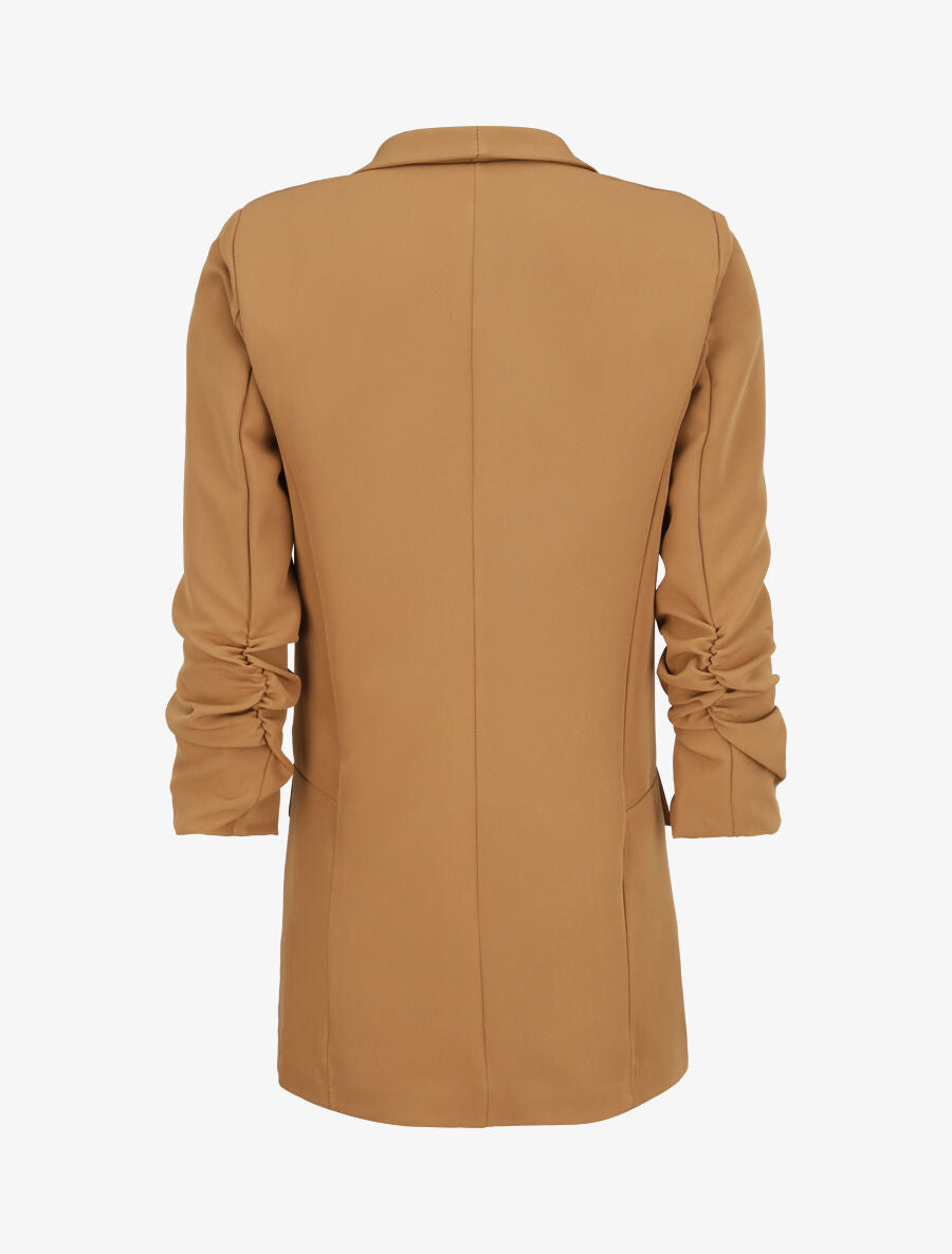 Blazer à manches 3/4 froncées - Camel - 2