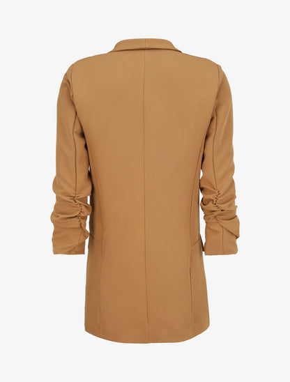 Blazer à manches 3/4 froncées - Camel - 2