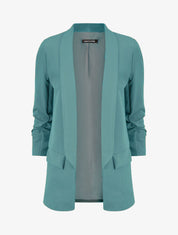 Blazer à manches 3/4 froncées - Bleu - 1