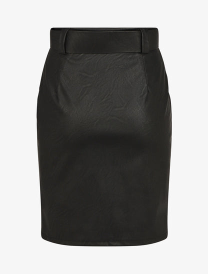 Jupe ajustée taille haute en simili - Noir - 2