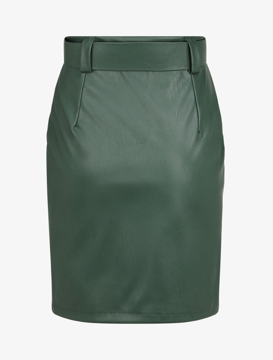 Jupe ajustée taille haute en simili - Vert - 2