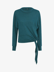 Pull droit uni à noeud - Bleu canard - 4