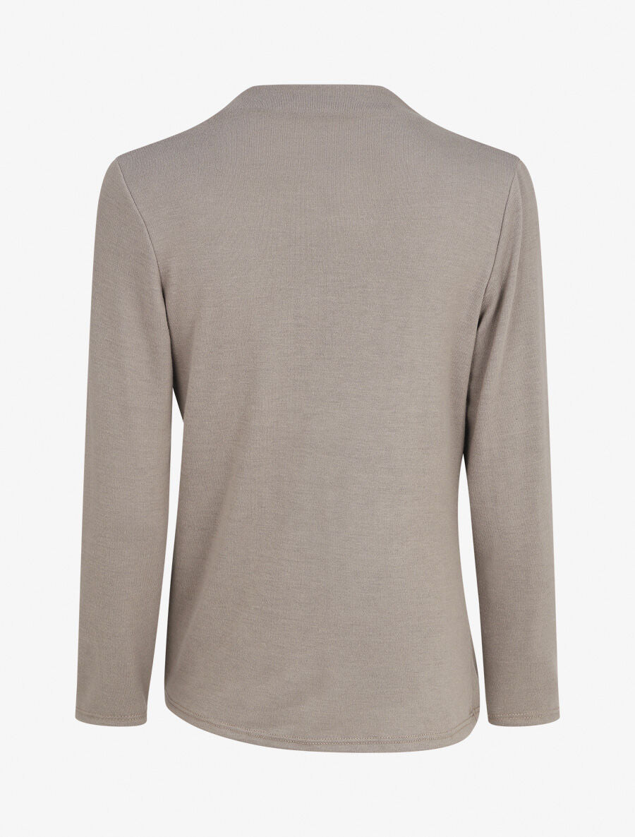 Pull droit uni effet drapé - Gris taupe - 2
