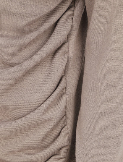 Pull droit uni effet drapé - Gris taupe - 3