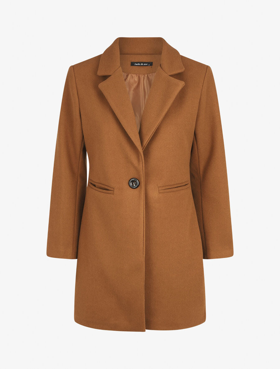 Manteau droit mi-long - Camel - 4