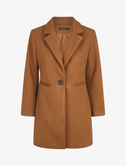 Manteau droit mi-long - Camel - 4