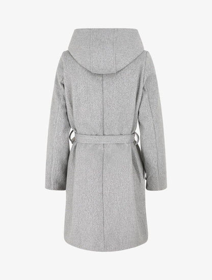 Manteau long croisé à capuche - Gris - 2