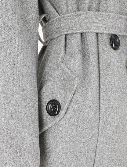 Manteau long croisé à capuche - Gris - 3