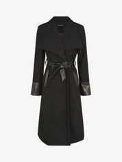 Manteau uni à manches en simili - Noir - 4