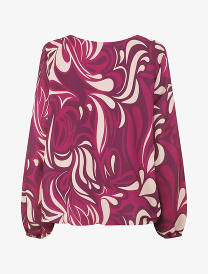 Top graphique ample col rond - Prune - 2