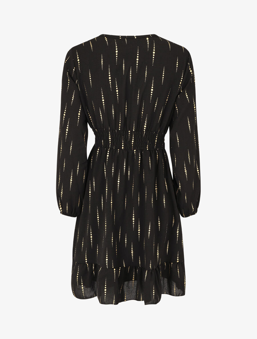 Robe mi-longue évasée imprimé graphique irisé - Noir - 2