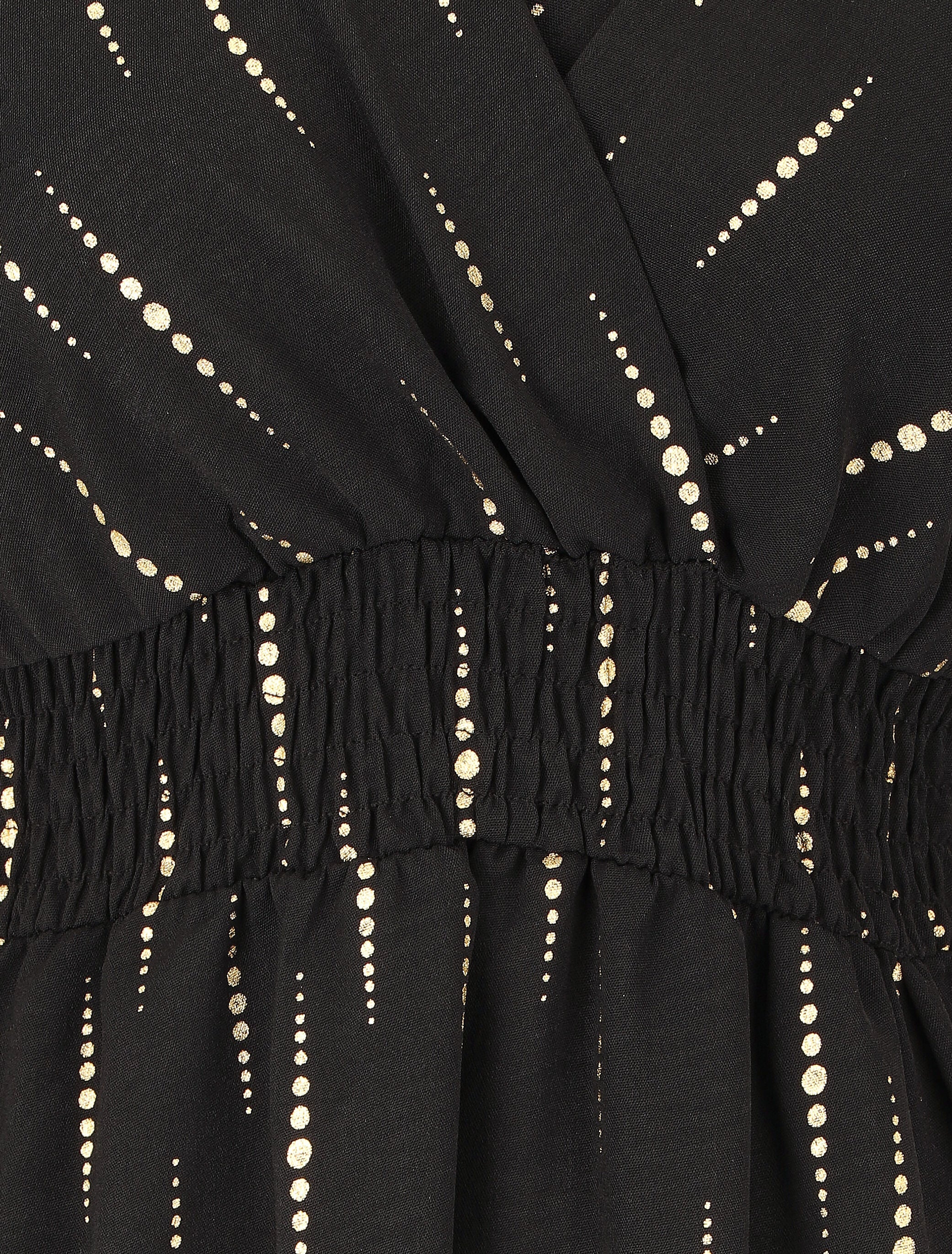 Robe mi-longue évasée imprimé graphique irisé - Noir - 3