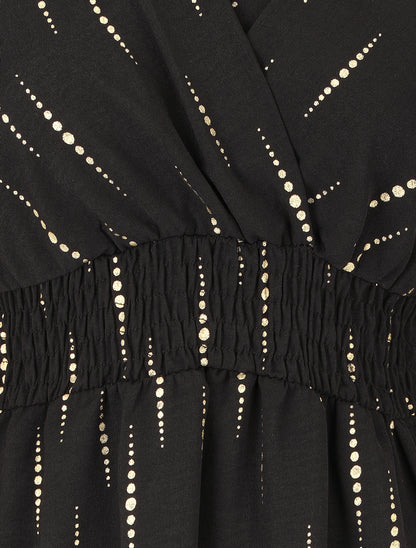 Robe mi-longue évasée imprimé graphique irisé - Noir - 3