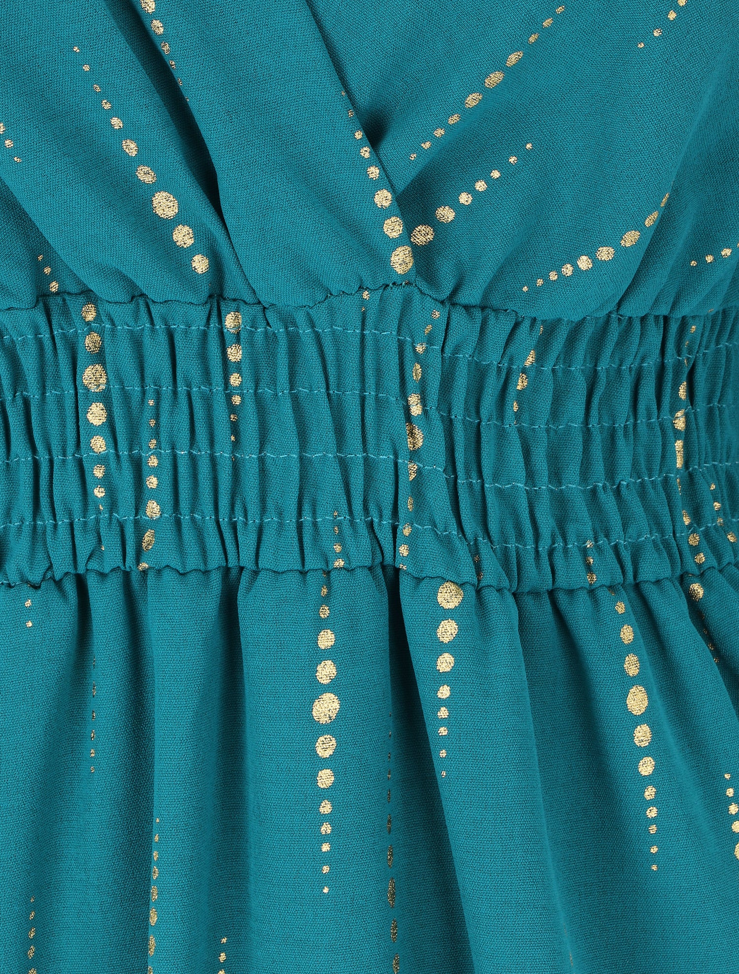 Robe mi-longue évasée imprimé graphique irisé - Bleu canard - 5