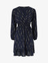 Robe mi-longue évasée imprimé graphique irisé - Marine - 1
