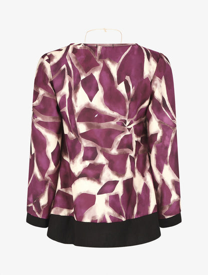 Blouse ample à imprimé graphique - Prune - 2