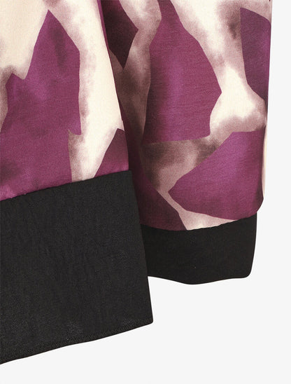 Blouse ample à imprimé graphique - Prune - 3