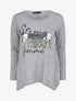 Pull fin à flocage - Gris - 1