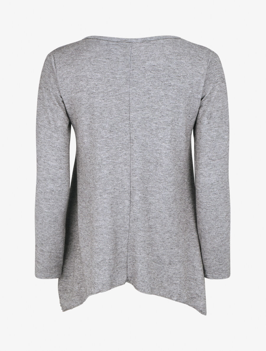 Pull fin à flocage - Gris - 2