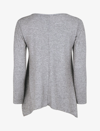 Pull fin à flocage - Gris - 2