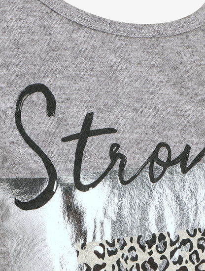 Pull fin à flocage - Gris - 3