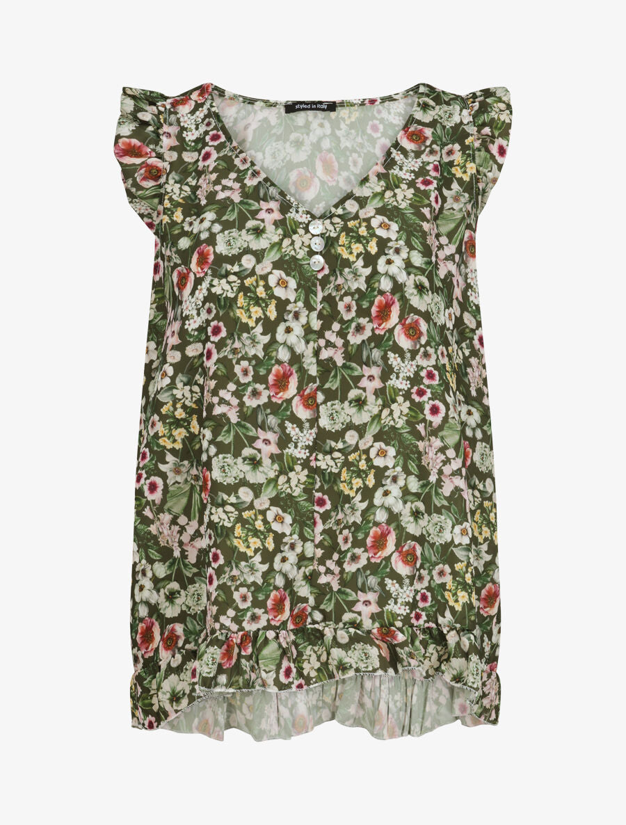 Blouse imprimé fleurs des champs - Vert - 3