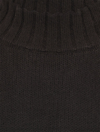 Pull bicolore à col montant - Noir - 3