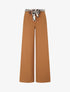 Pantalon ample taille haute ceinture fantaisie - Camel - 1