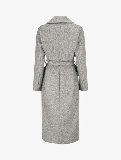 Manteau long uni ceinturé - Gris - 2