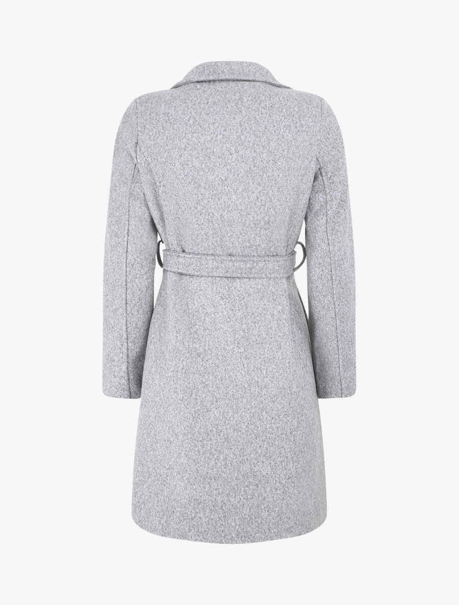 Manteau long uni coupe droite - Gris - 2