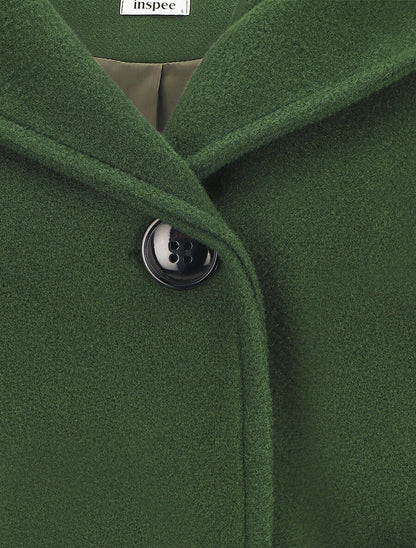 Manteau long ceinturé à capuche - Vert sapin - 3