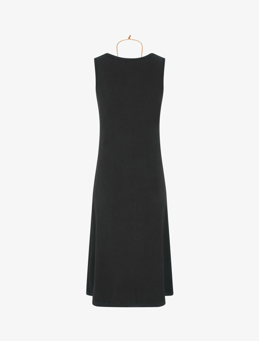 Robe longue unie effet drapé - Noir - 2