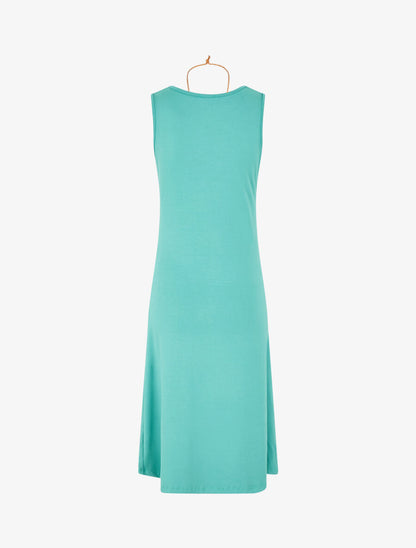 Robe longue unie effet drapé - Turquoise - 2