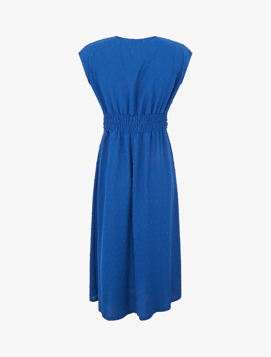 Robe longue élastiquée et texturée - Bleu roi - 2
