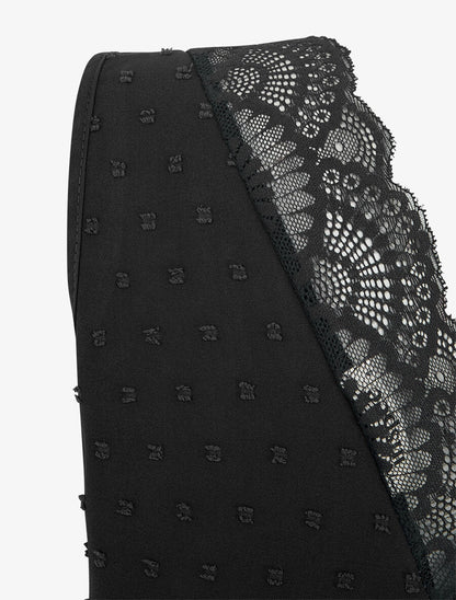 Top texturé à détail dentelle au dos - Noir - 3